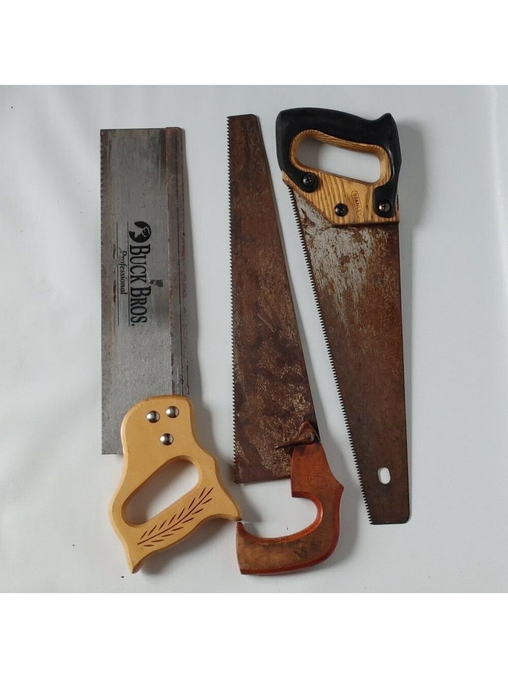 HAND SAWS TOOLS STEIGO BUCK BROS STANLEY 3 LOT WOOD WORKING CARPENTER TOOLS